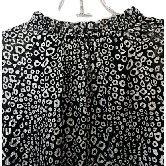 CeCe Black & Silver leopard print Babydoll mini dress Ruffled Size Medium NEW - Picture 11 of 12